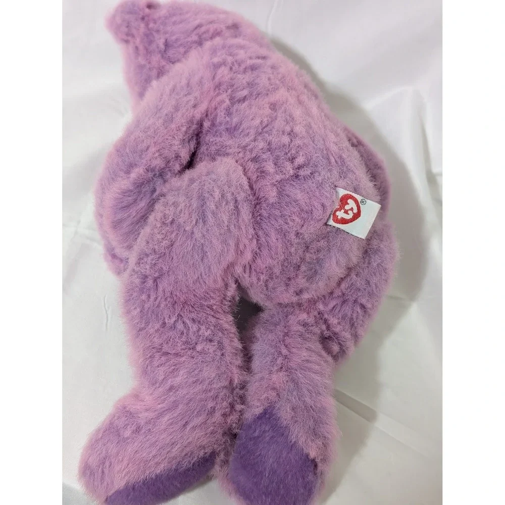 Ty Beanie Buddy Cashew the Bear Purple Lavender Plush Stuffed Animal Toy 1999